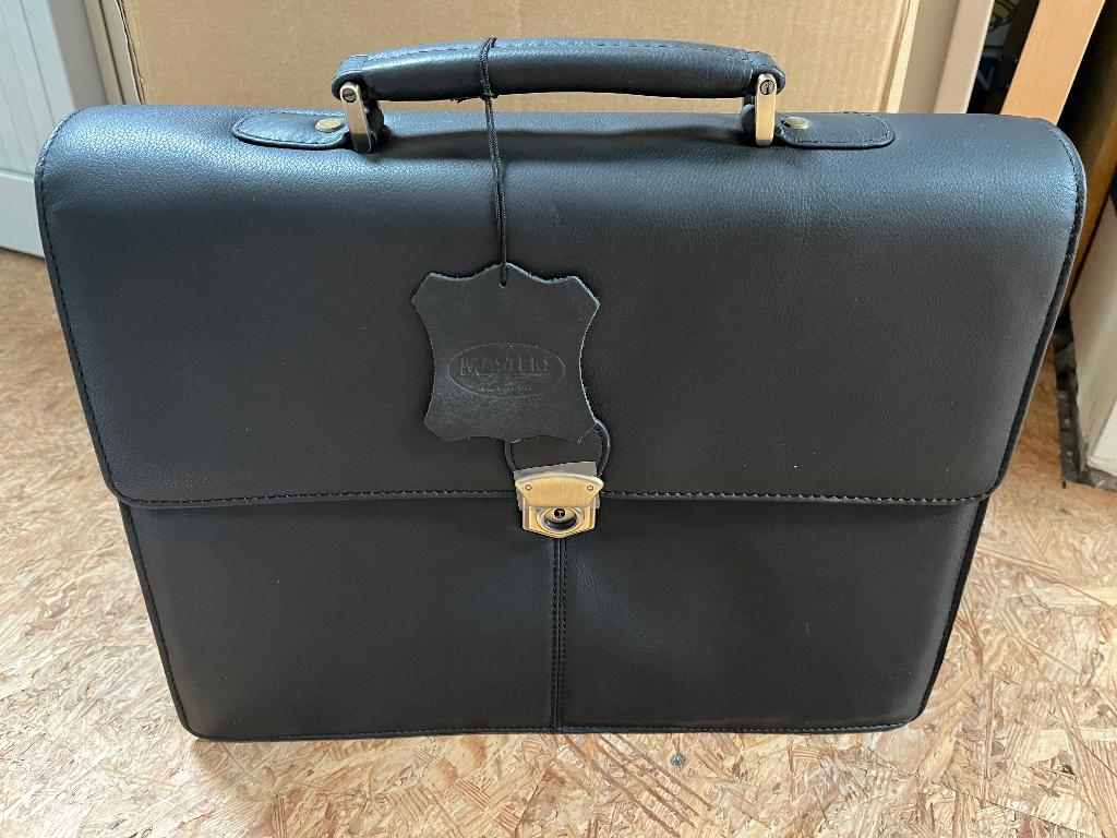 Lederen akentas laptoptas schooltas, Ophalen, Zwart, Aktetas of Boekentas, Nieuw