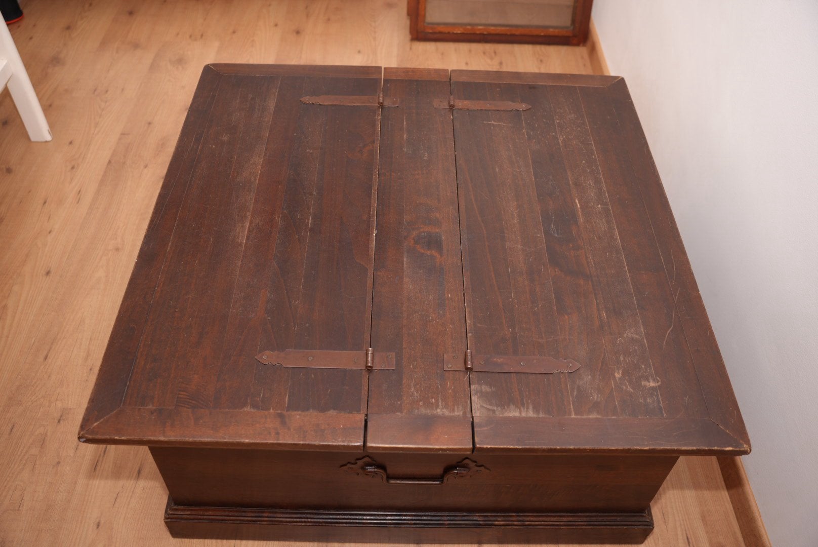 Eiken salontafel, met opbergvakken., Ophalen, Gebruikt, 50 tot 100 cm, 50 tot 100 cm
