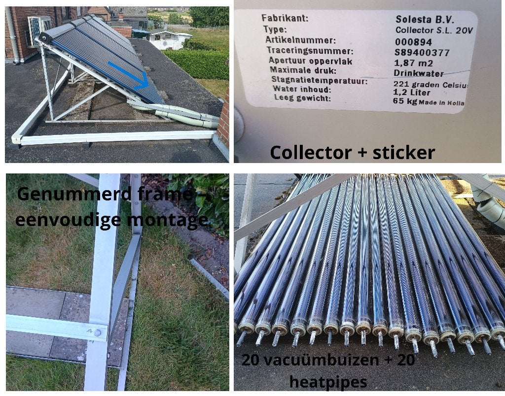 Solesta Silverline zonnecollector  20 buizen heatpipes frame, Enlèvement