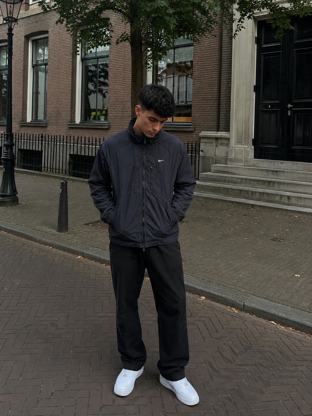 Nike track jacket – zwart - wit logo – Maat XXL, Zwart, Nike, Overige maten, Ophalen of Verzenden