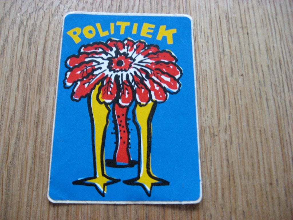Sticker Struisvogel Politiek  7 x 10 cm, Ophalen of Verzenden, Zo goed als nieuw, Overige typen