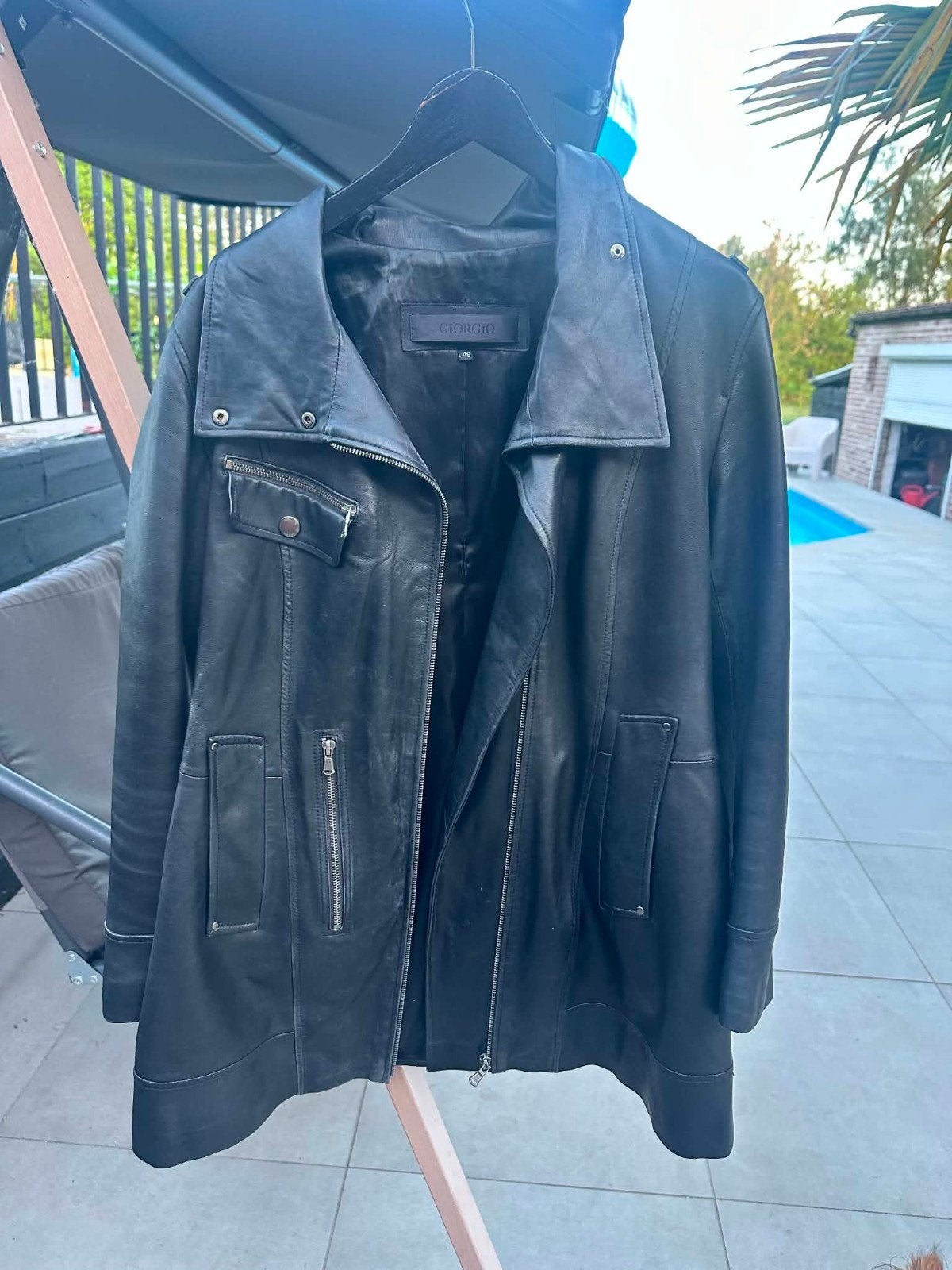 GIORGIO halflange zwarte leren jas, Kleding | Dames, Ophalen of Verzenden