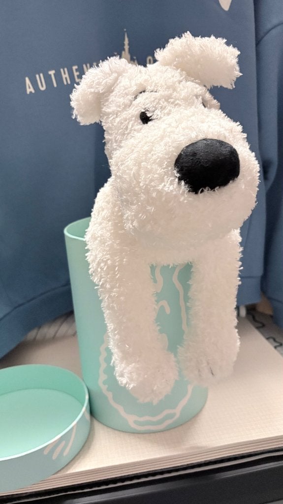 Peluche Milou 37 cm avec boîte, Enlèvement ou Envoi, Comme neuf, Animal