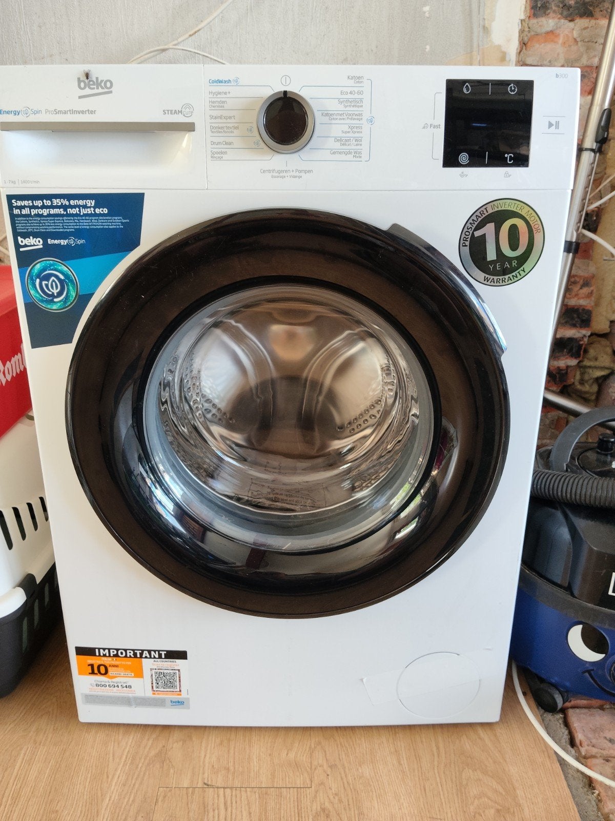 beko wasmachine, Ophalen, Zo goed als nieuw, Voorlader, 85 tot 90 cm