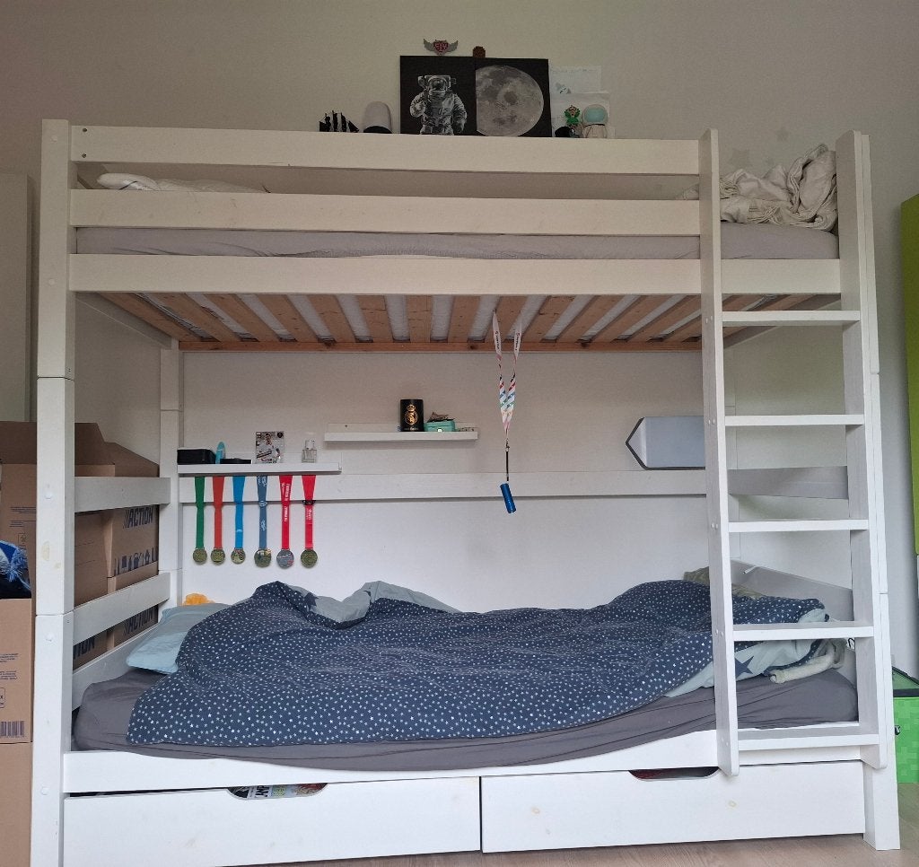 Stapelbed in massief grenenhout, Ophalen, Gebruikt, Stapelbed
