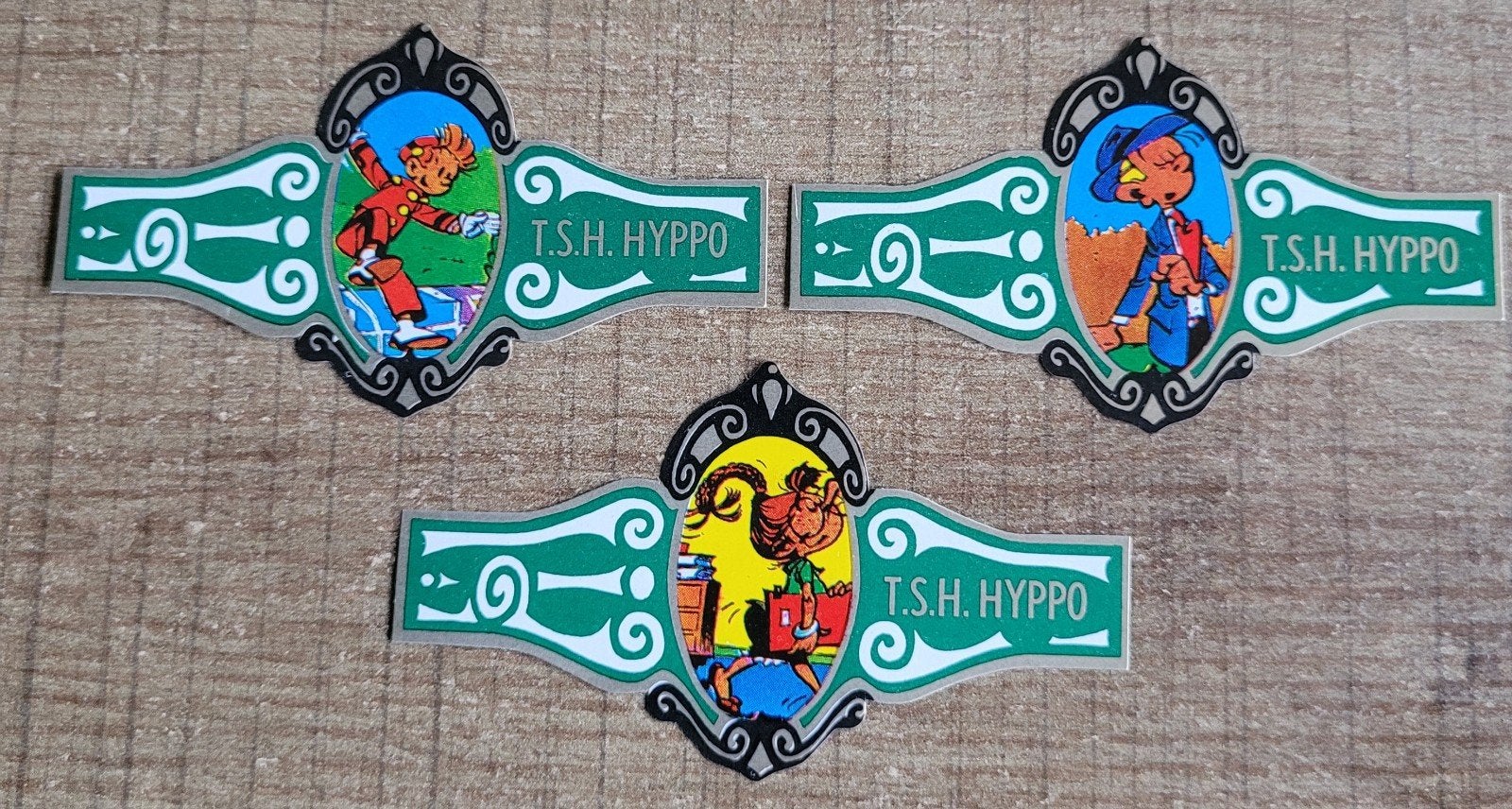 Robbedoes: 3 sigarenbandjes, Ophalen of Verzenden, Guust of Robbedoes, Nieuw, Plaatje, Poster of Sticker