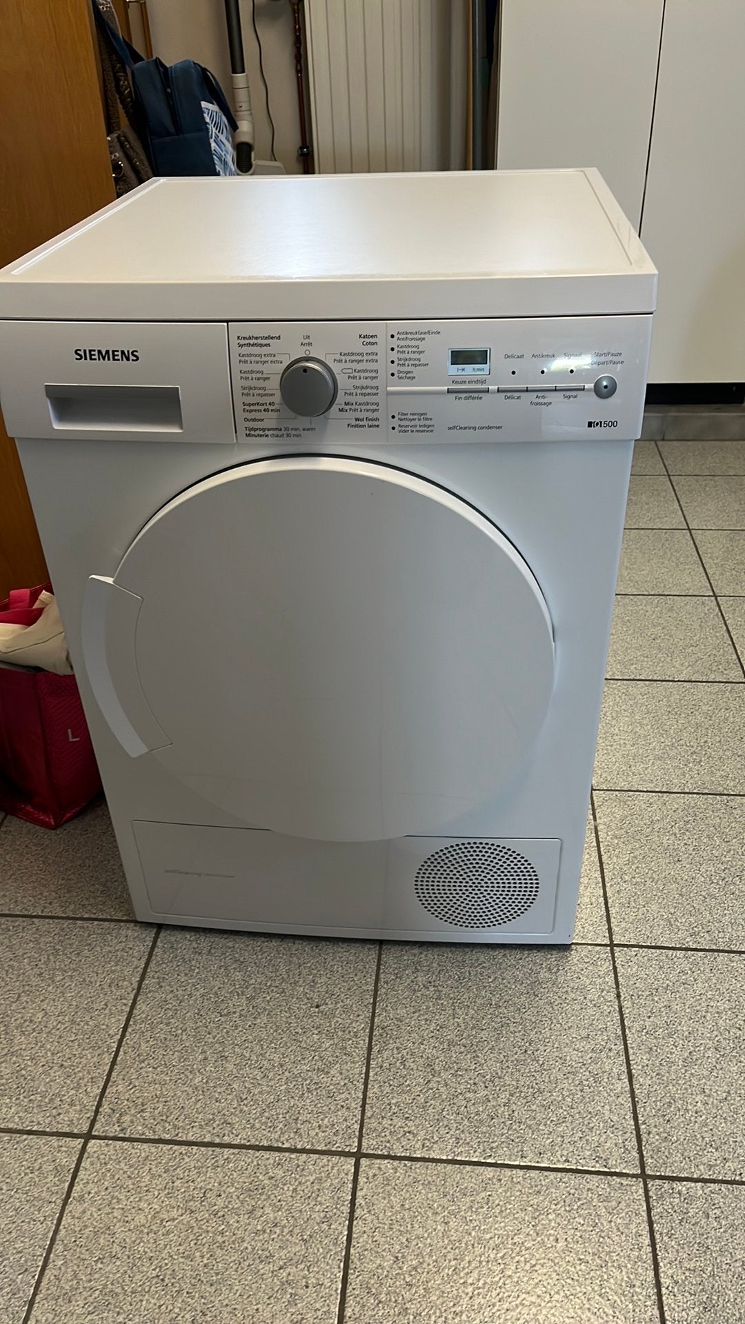 Siemens droogkast, Ophalen, Gebruikt, Anti-kreukfase, Voorlader