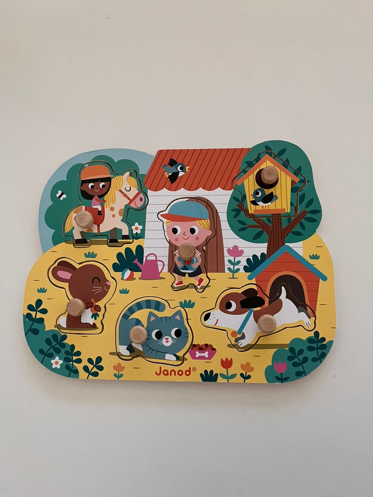Janod platteland puzzel, Gebruikt, Ophalen of Verzenden, Van hout, Minder dan 10 stukjes