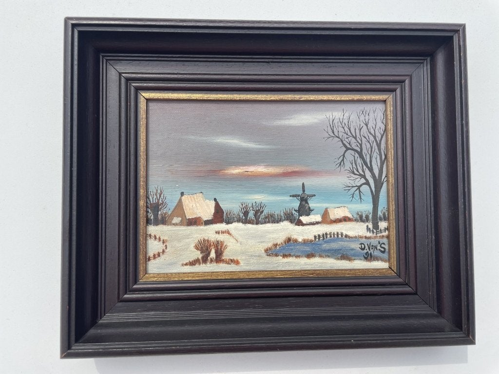 Peinture d'un paysage enneigé, Antiquités & Art, Art | Peinture | Classique, Enlèvement ou Envoi, Encadré, Paysage, Toile