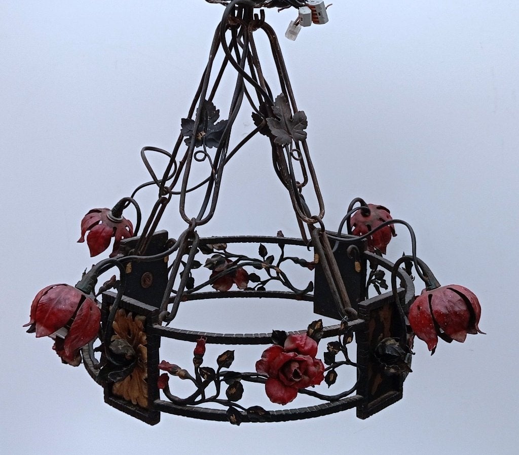 LUCHTER SMEEDWERK ( VAN BOECKEL ) KROONLUCHTER LAMPEN, Huis en Inrichting, Ophalen of Verzenden, Gebruikt, Metaal