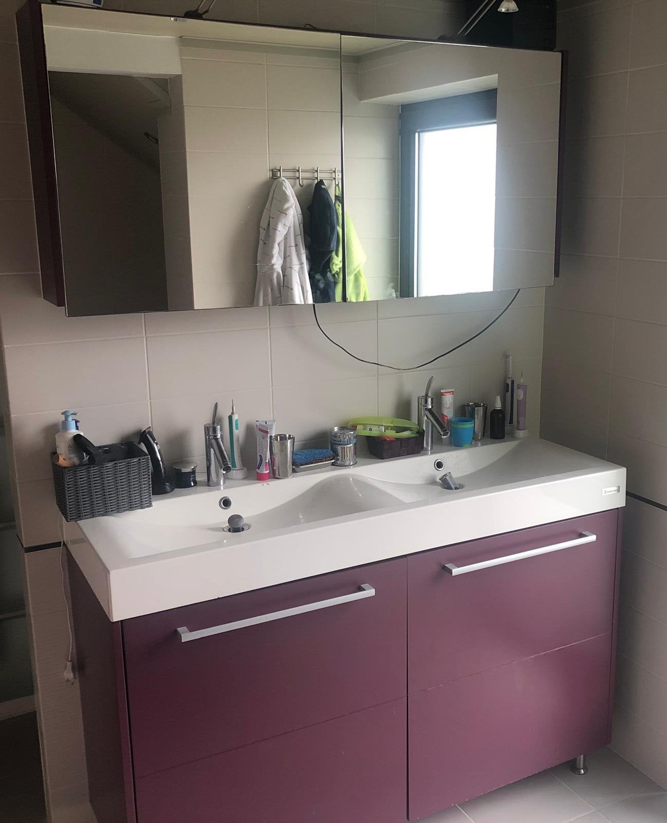 Meubles bas de SDB avec double vasque +2 mitigeurs, 25 à 50 cm, Moins de 100 cm, Meuble lavabo, 100 à 150 cm