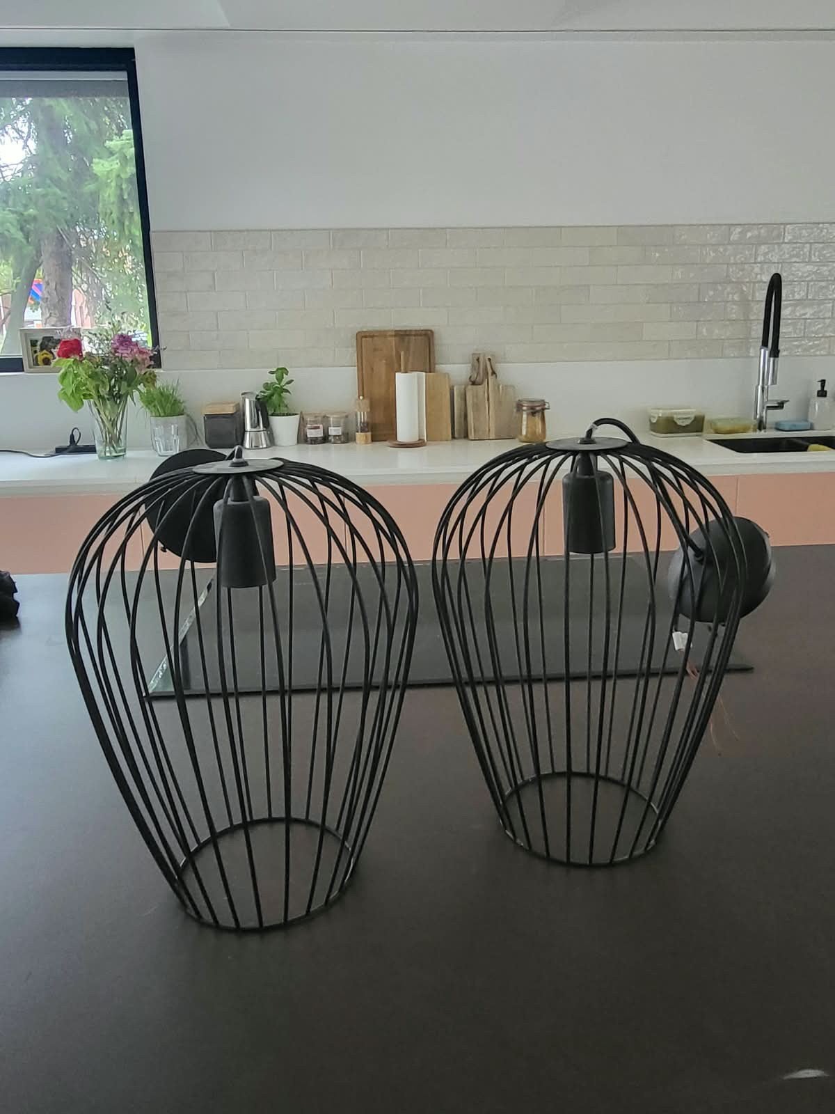 Nieuwe hanglampen x2, Maison & Meubles, Lampes | Suspensions, Neuf, Enlèvement, E27 (grand), Métal