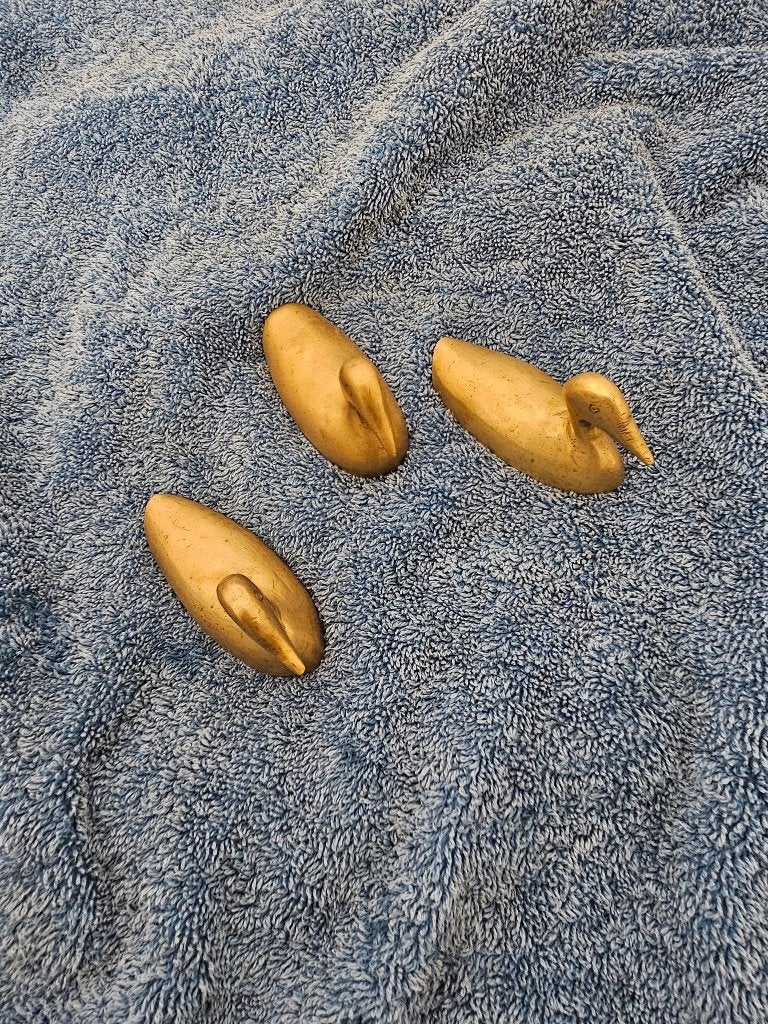LOT DE 3 PETITS CANARDS DE DECO DORE, Ophalen, Gebruikt, Dier