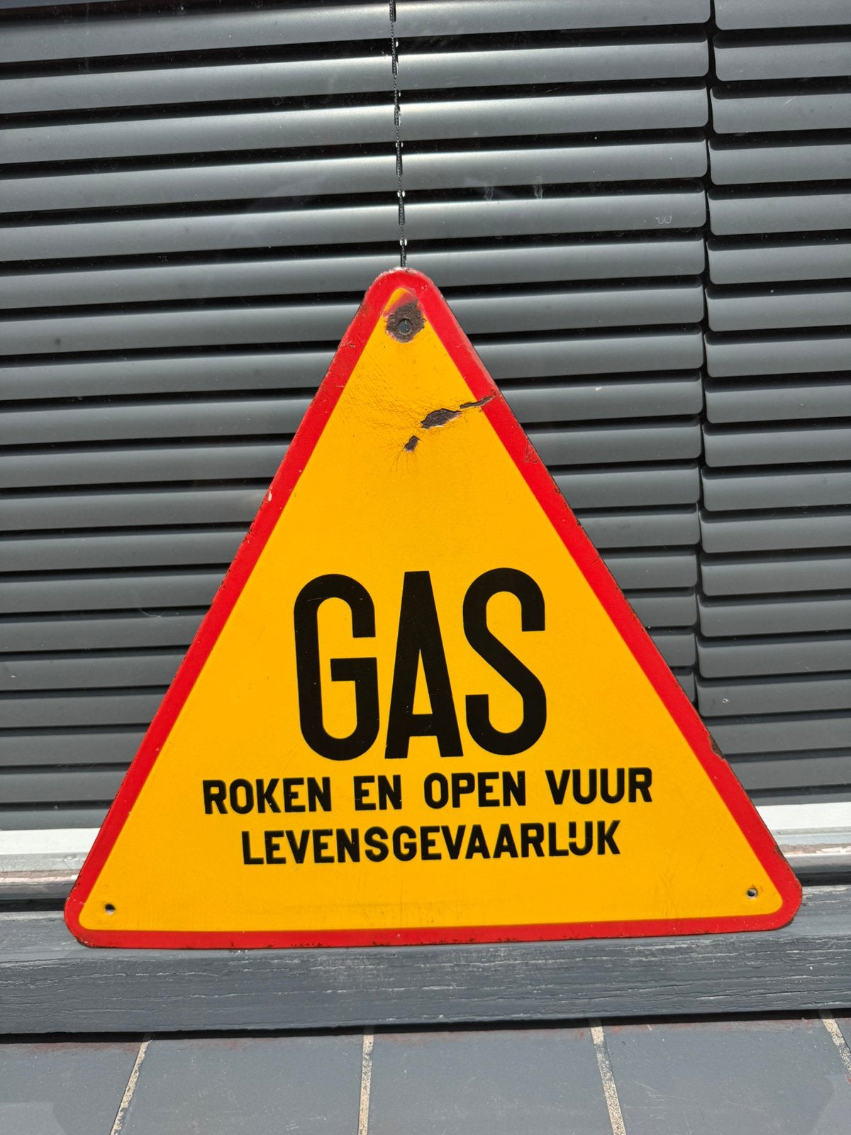 GAS open vuur emaille bordje, Verzamelen, Merken en Reclamevoorwerpen, Gebruikt, Reclamebord, Ophalen of Verzenden