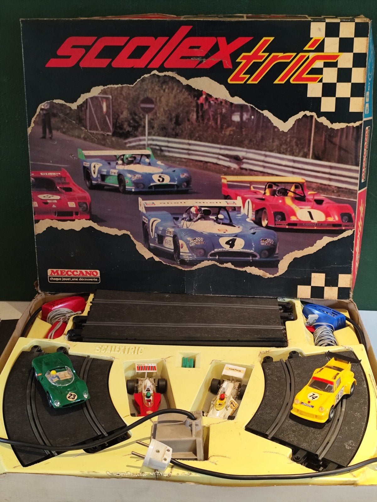 Circuit Scalextric Meccano vintage complet +4 bolides 1970, Enlèvement ou Envoi, Circuit