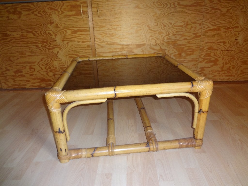 Salontafel van rotan, Ophalen, Gebruikt, Vierkant, Overige houtsoorten
