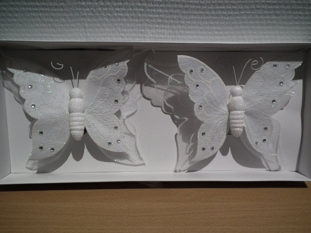 Decoratie (2 grote witte vlinders) nieuw, Verzenden, Nieuw, Versiering