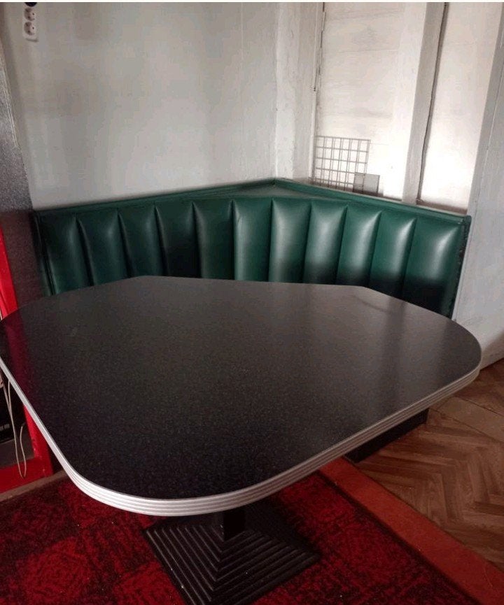 Banquette angle vintage diner USA skaï vert, Enlèvement