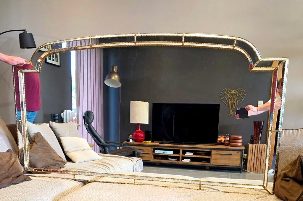 Art Deco XXL spiegel - 200 cm x 115 cm, Antiek en Kunst, Ophalen, Rechthoekig, 200 cm of meer, 100 tot 150 cm