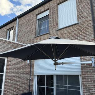 Wandparasol 2m77- paraflex grijs Umbrosa, Tuin en Terras, Ophalen, Gebruikt, 2 tot 3 meter, Muurparasol