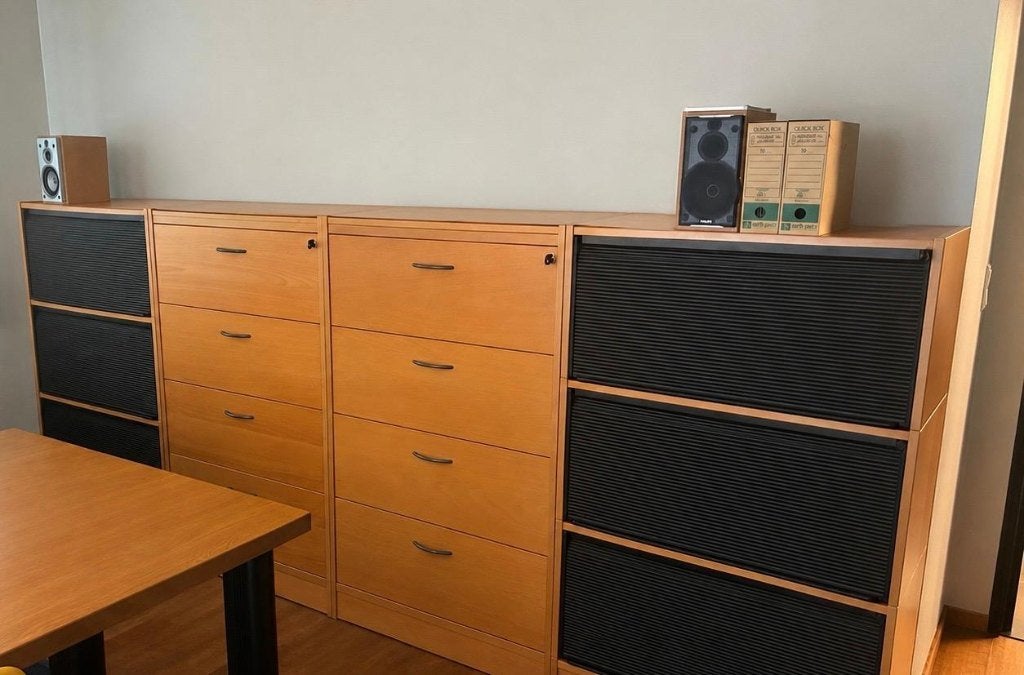 bureaukast, Huis en Inrichting, Kasten | Roldeurkasten en Archiefkasten, Ophalen, 100 tot 150 cm, Zo goed als nieuw, 200 cm of meer