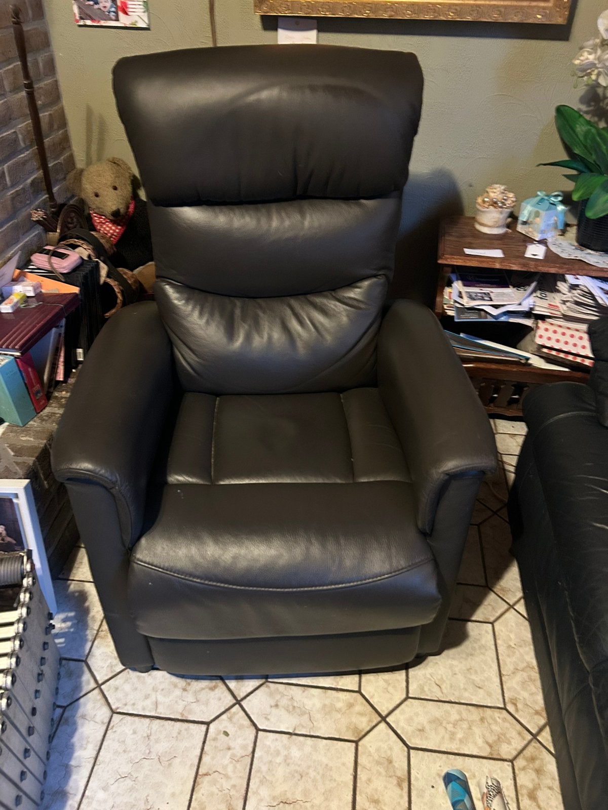 Lederen fauteuil met opstapfunctie, Ophalen, Zo goed als nieuw