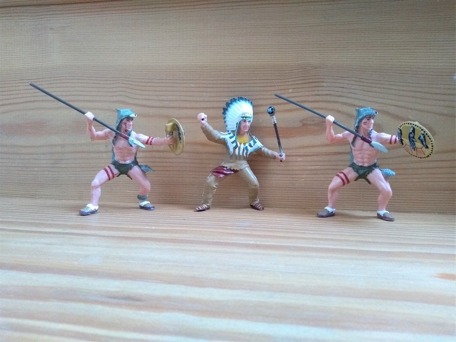 PAPO figurines - 3 Indiens, Enlèvement, Comme neuf