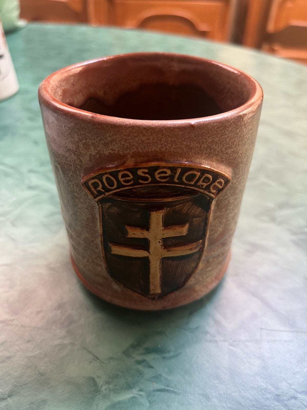 Mooie aardwerken beker, koffiekop, mug, Ophalen, Zo goed als nieuw, Bruin