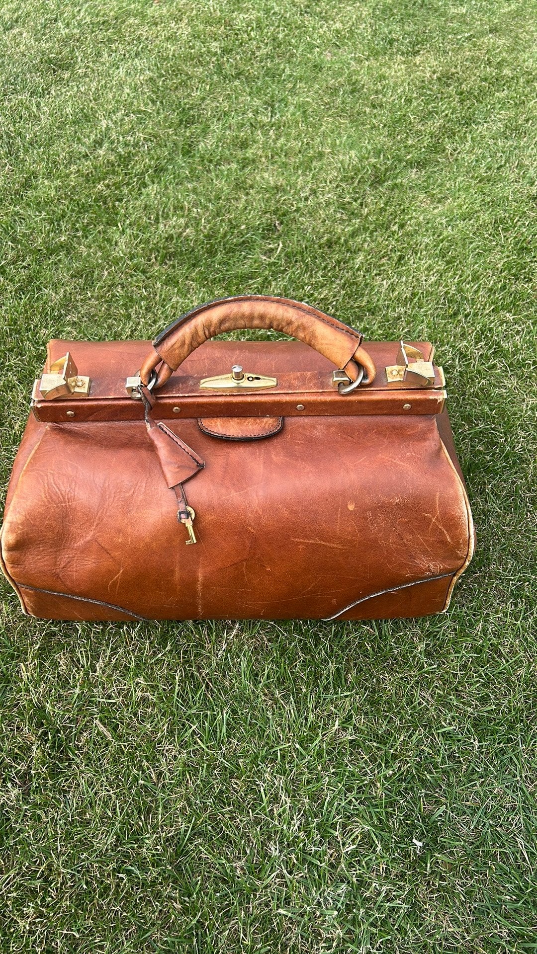 Vintage dokterstas leder, Verzenden, Gebruikt, Bruin, Leder
