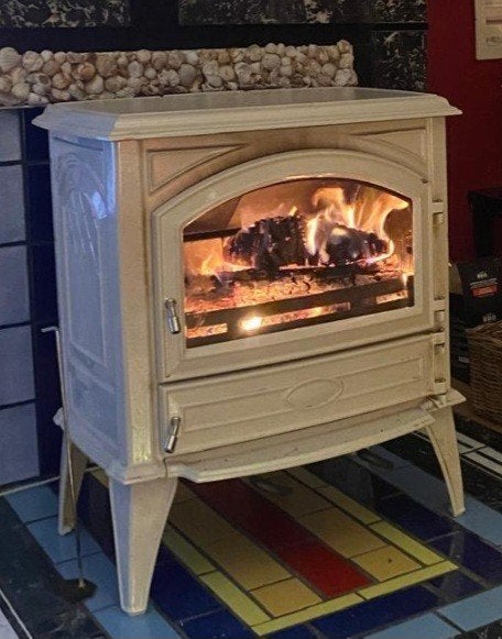Poêle à bois DOVRE émail blanc 0,46 x 0,65m, haut. 0,77, Enlèvement, Bois, Poêle à bois