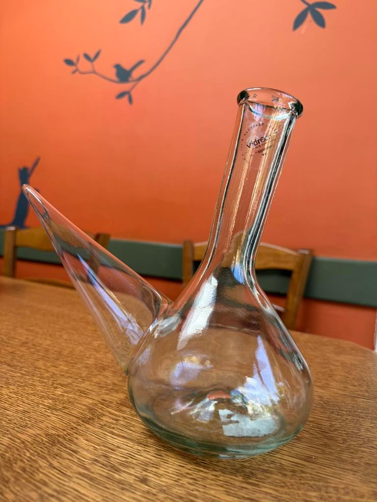 glazen karaf met zijtuit, Ophalen of Verzenden