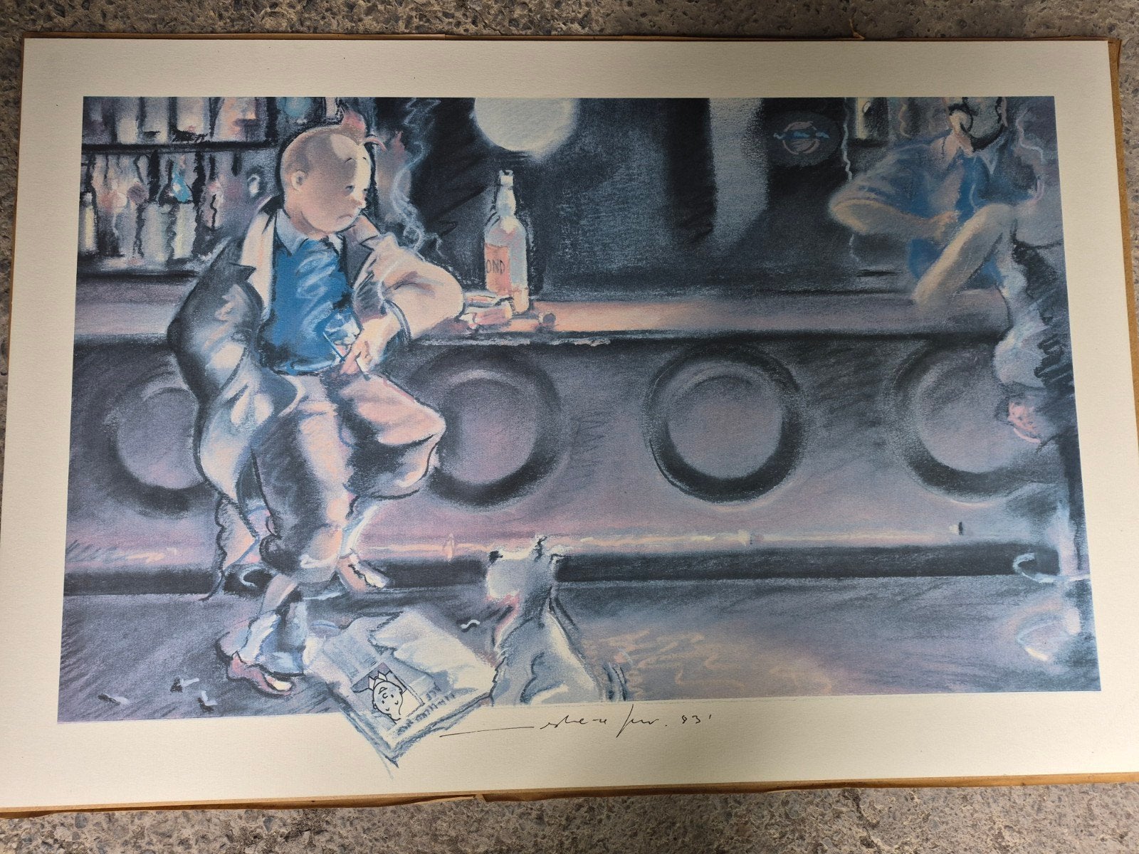 hommage tintin seule au bar, Antiquités & Art, Enlèvement