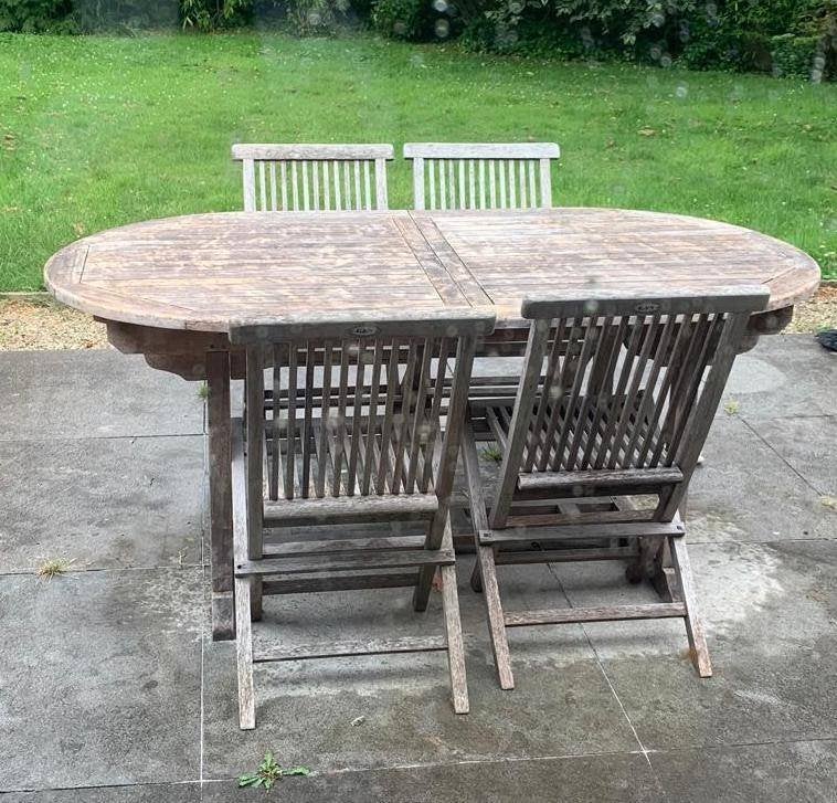 Table et chaises de jardin - Teck, Table à dinner, Utilisé, Sets de jardin, 6 places