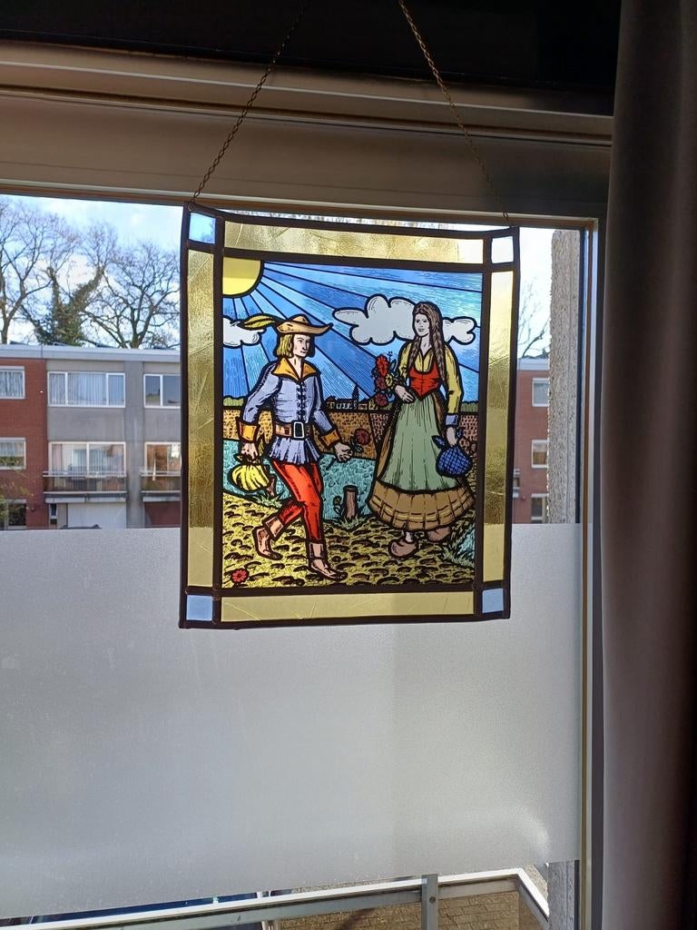 Gekleurd glasraam Tijl & Nele, Ophalen of Verzenden
