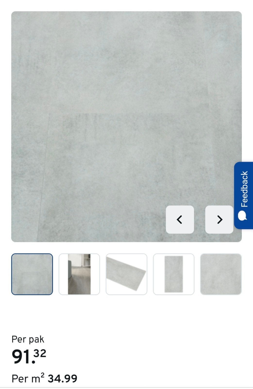 GAMMA click vinyl Burano tegel marmer grijs betonlook (p/st), Ophalen, Nieuw