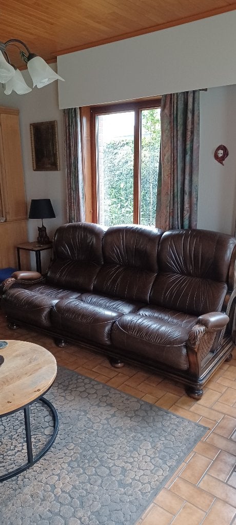 Lederen Salon, Huis en Inrichting, Ophalen, Gebruikt, Hout, Klassiek