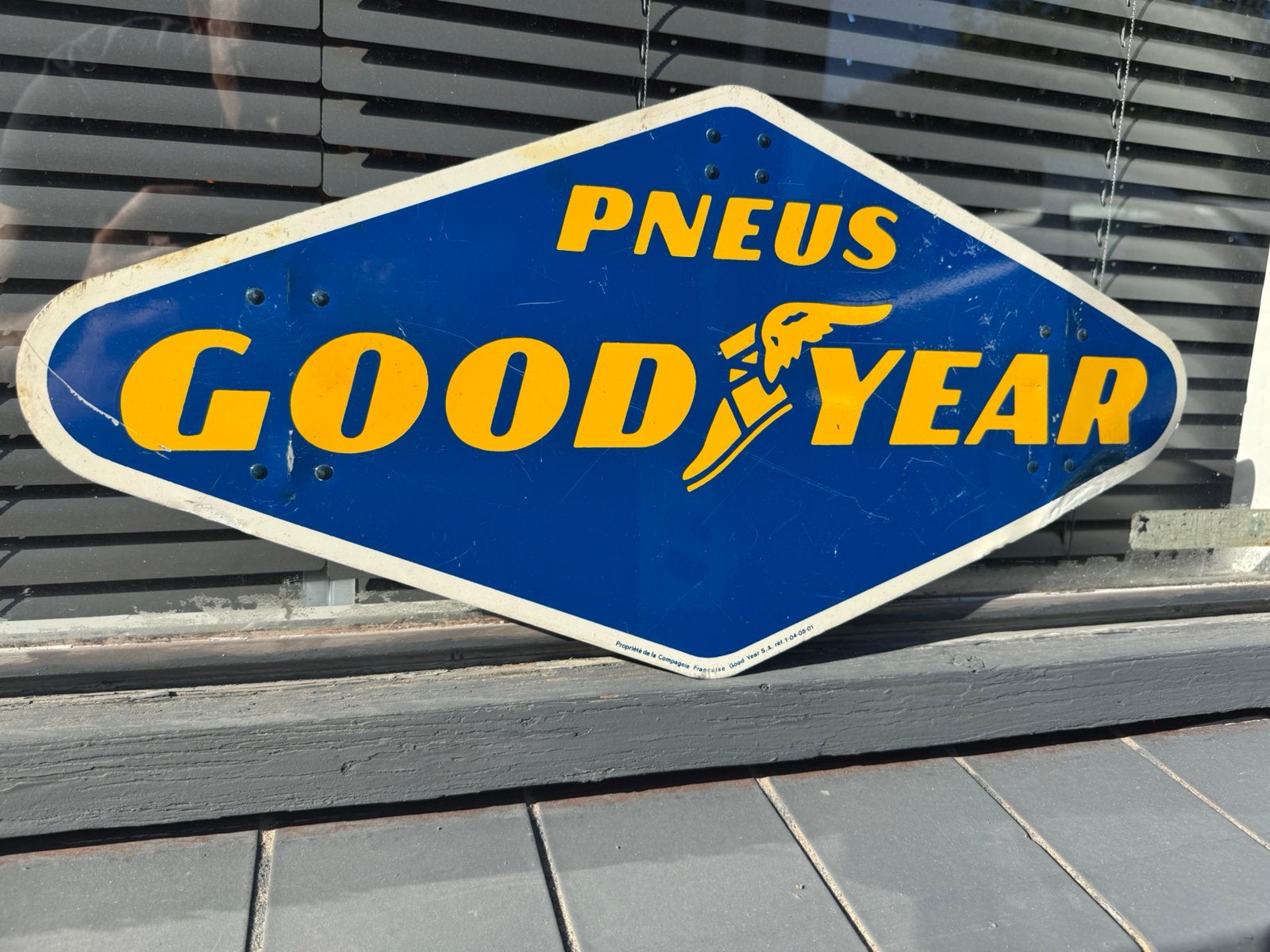 Ancien panneau publicitaire pour pneus GOODYEAR, Enlèvement ou Envoi, Utilisé, Panneau publicitaire