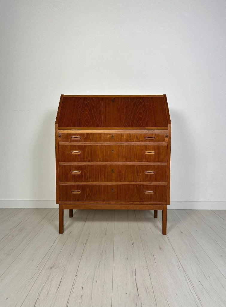 Secrétaire danois vintage en teck mid-century années 60, Maison & Meubles, Teck, 25 à 50 cm, Vintage Mid-Century Design, Enlèvement