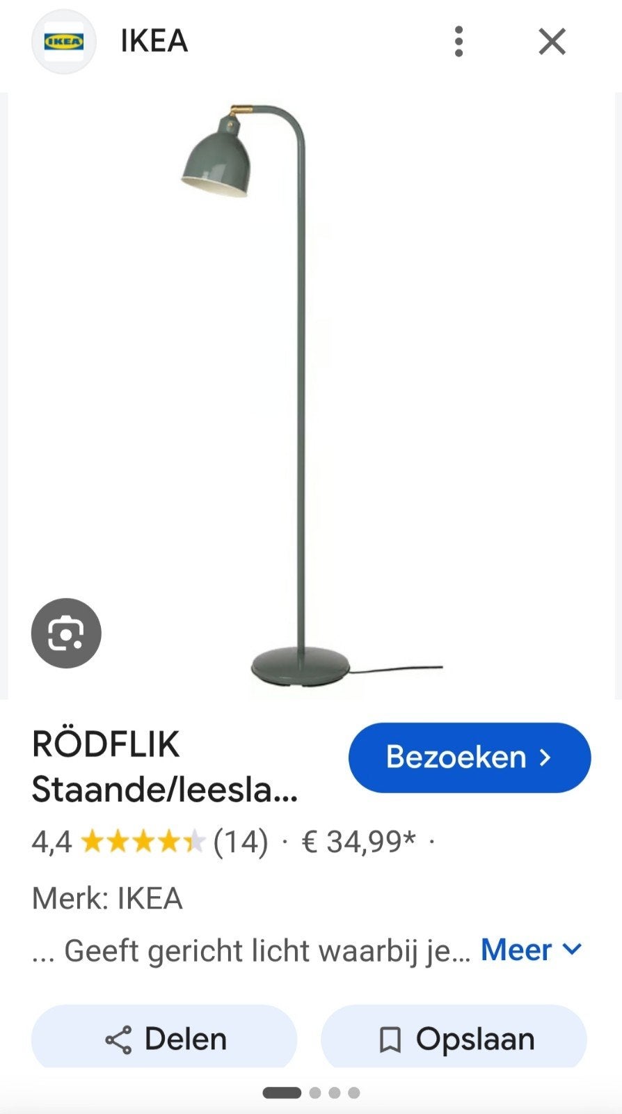 staande leeslamp grijsgroen ikea, Huis en Inrichting, Ophalen, Zo goed als nieuw