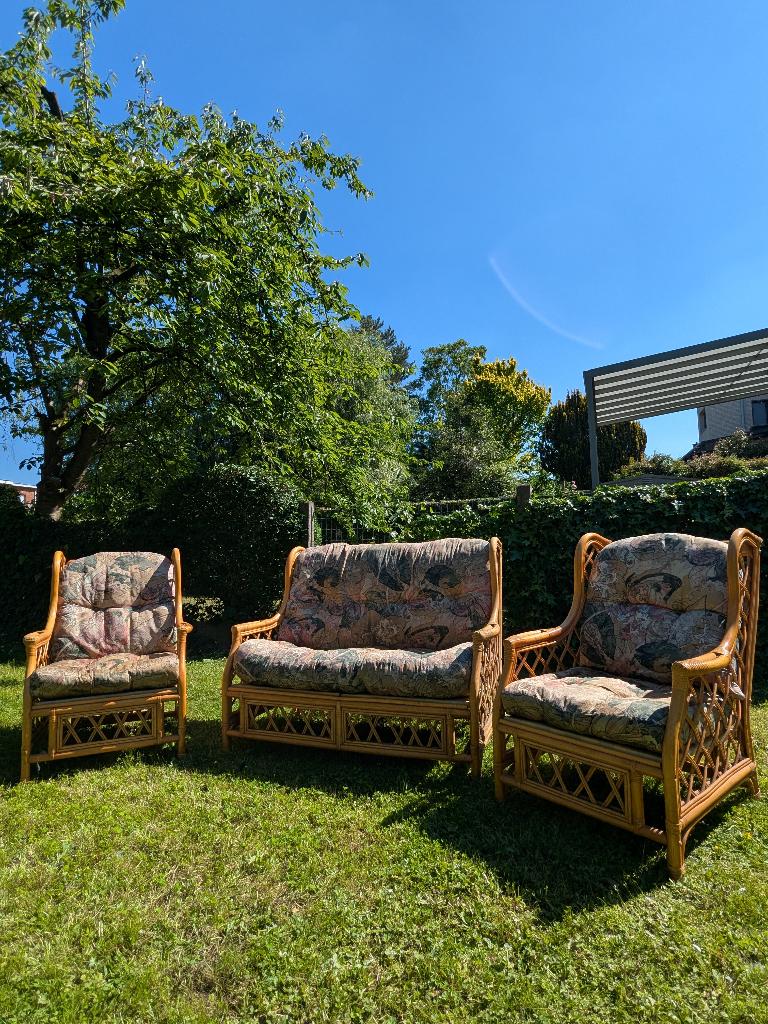 Rotan zetels - set van 3, Huis en Inrichting, Ophalen, Gebruikt, 100 tot 125 cm, Rotan