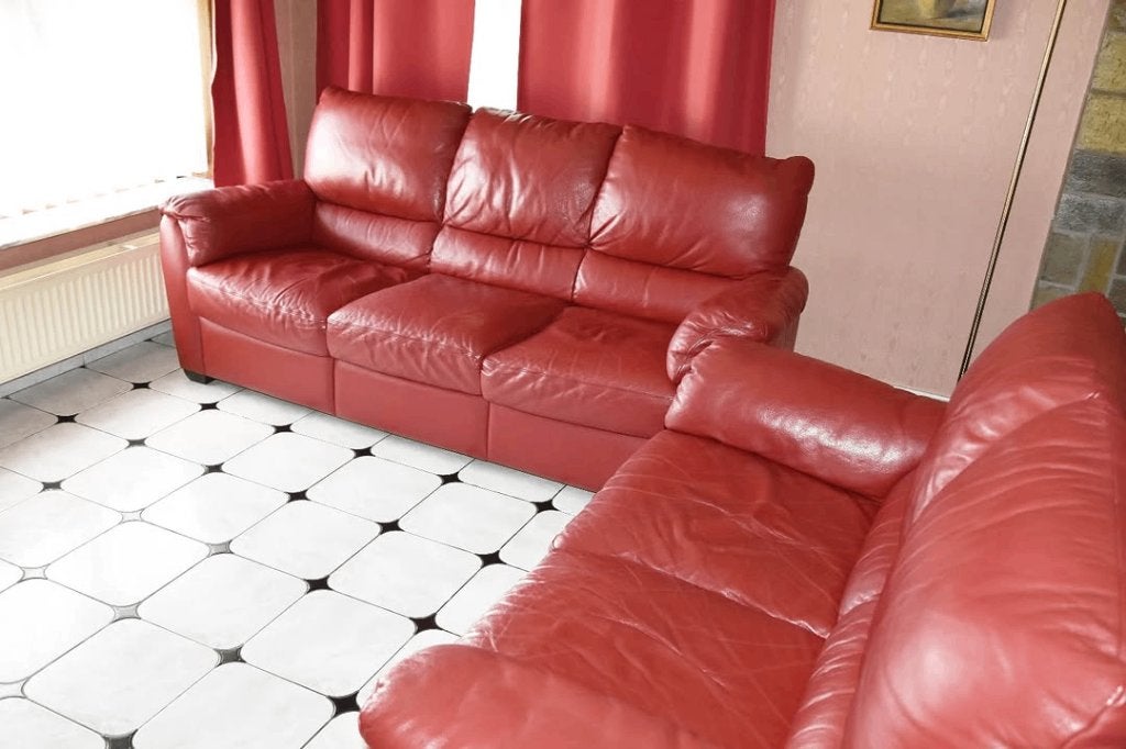 Italsofa bordeauxrode leren lounge, Ophalen, Gebruikt, Overige maten, Leer