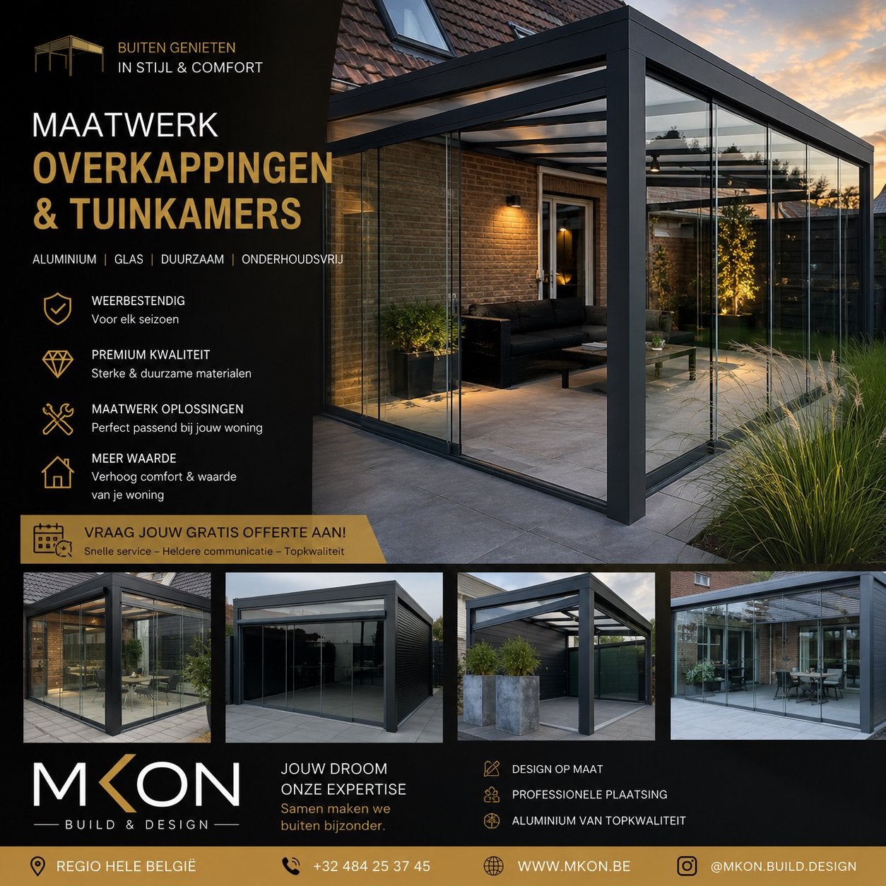 Auvents aluminiumACTION:-20%jusqu'àla fin du mois d've août!, Jardin & Terrasse, Verrières, Neuf, Véranda, Enlèvement