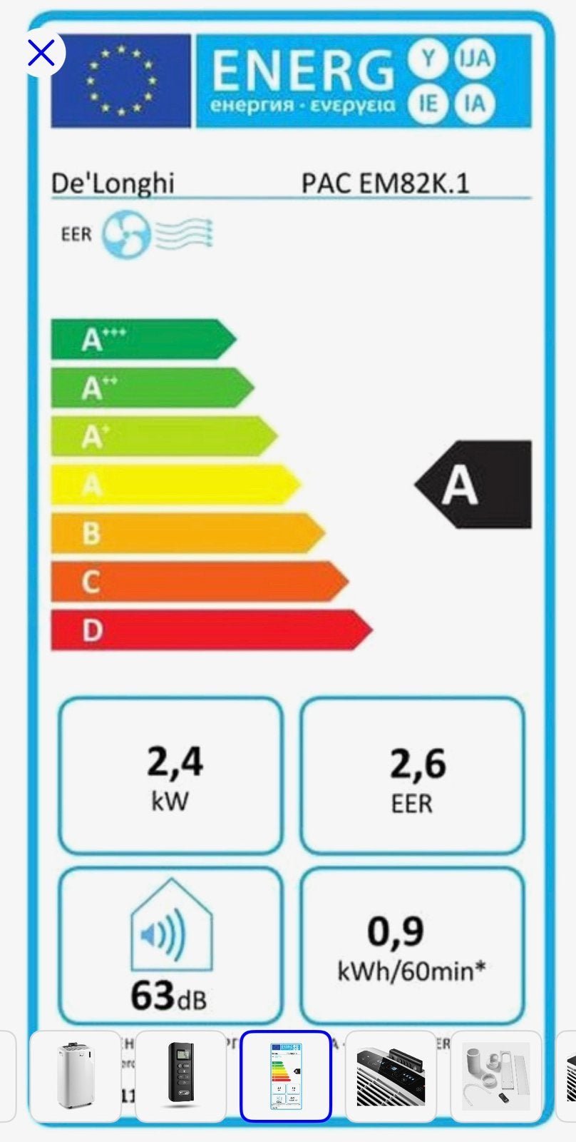 Airco Delonghi NIEUW met 5j garantie nog in doos 9400BTU, Ophalen, Nieuw, Mobiele airco, Afstandsbediening