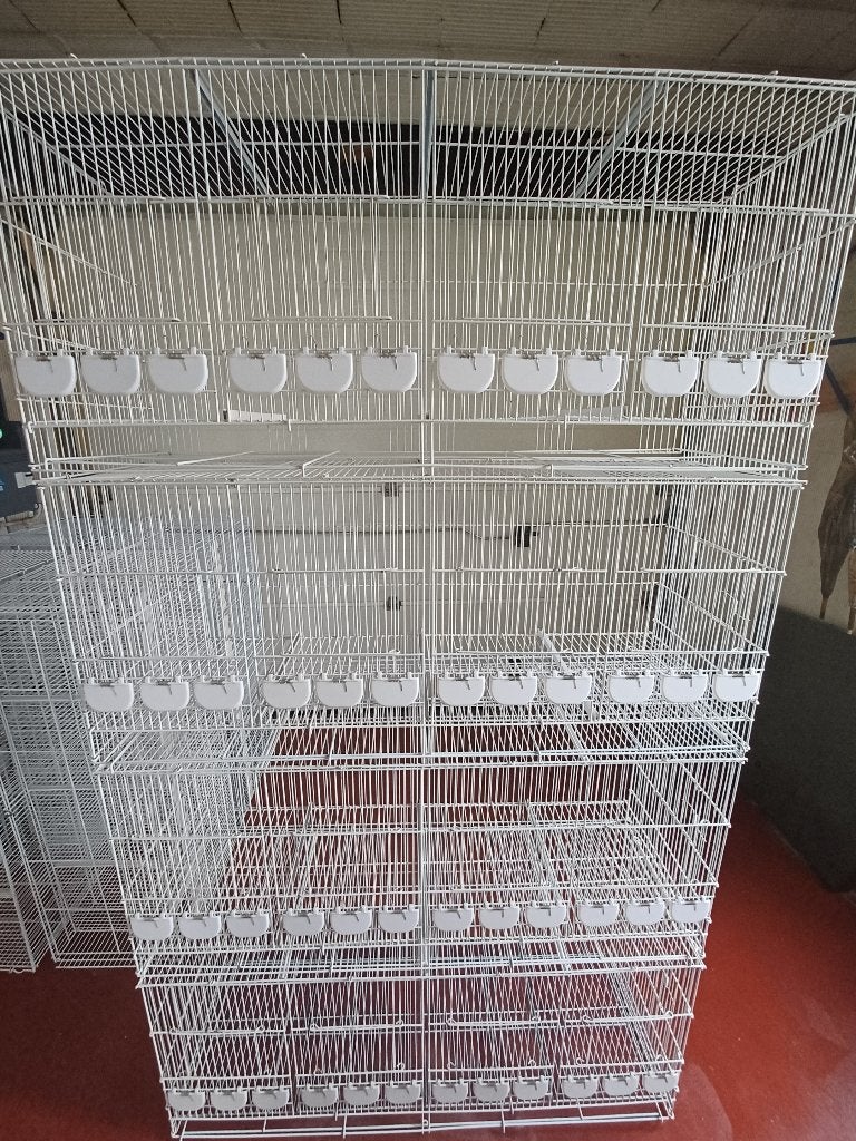 Te koop 10 wit gelakte Draadkooien, Ophalen, Gebruikt, Metaal, Vogelkooi