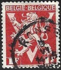 1 Postzegel België 1944 Heraldische leeuw met 'V'(I), Timbres & Monnaies, Enlèvement ou Envoi, Affranchi, Autre, Oblitéré