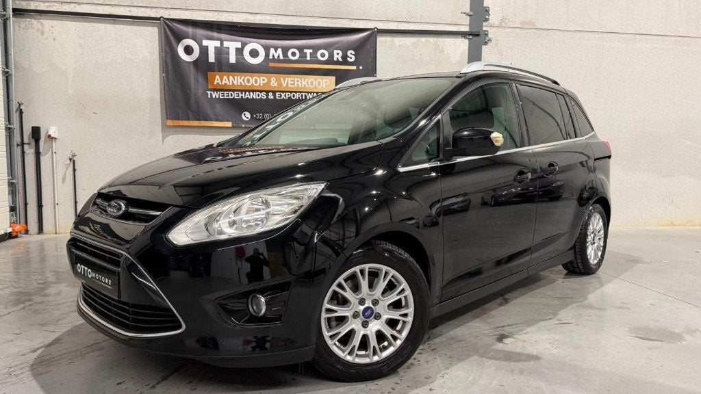 Ford Grand C-Max | 1.6 TDCI | Titanium + | 7 Plaatsen |, Auto's, Voorwielaandrijving, Zwart, 4 cilinders, Leder