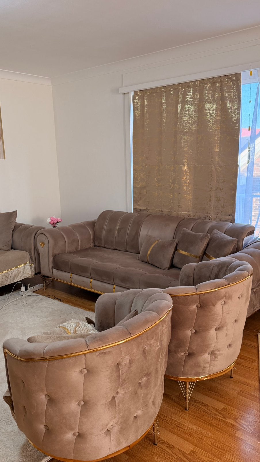Luxe velvet salon - Zo goed als nieuw, Enlèvement, Comme neuf, Tissus