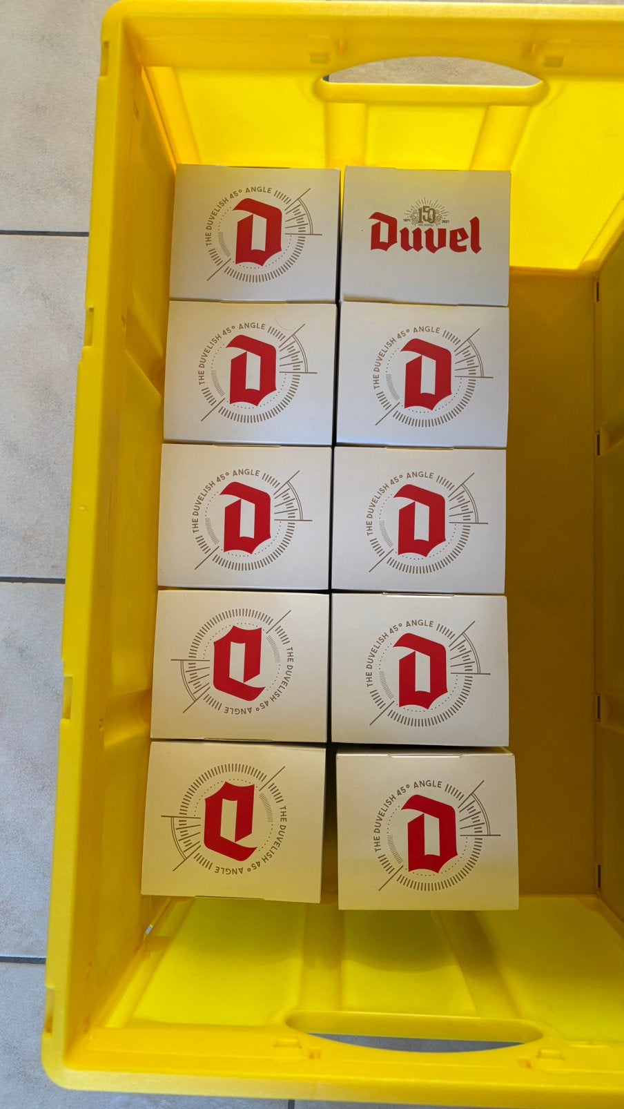 9 x duvel 45 1x duvel 150jaar, Verzamelen, Ophalen of Verzenden, Zo goed als nieuw, Duvel