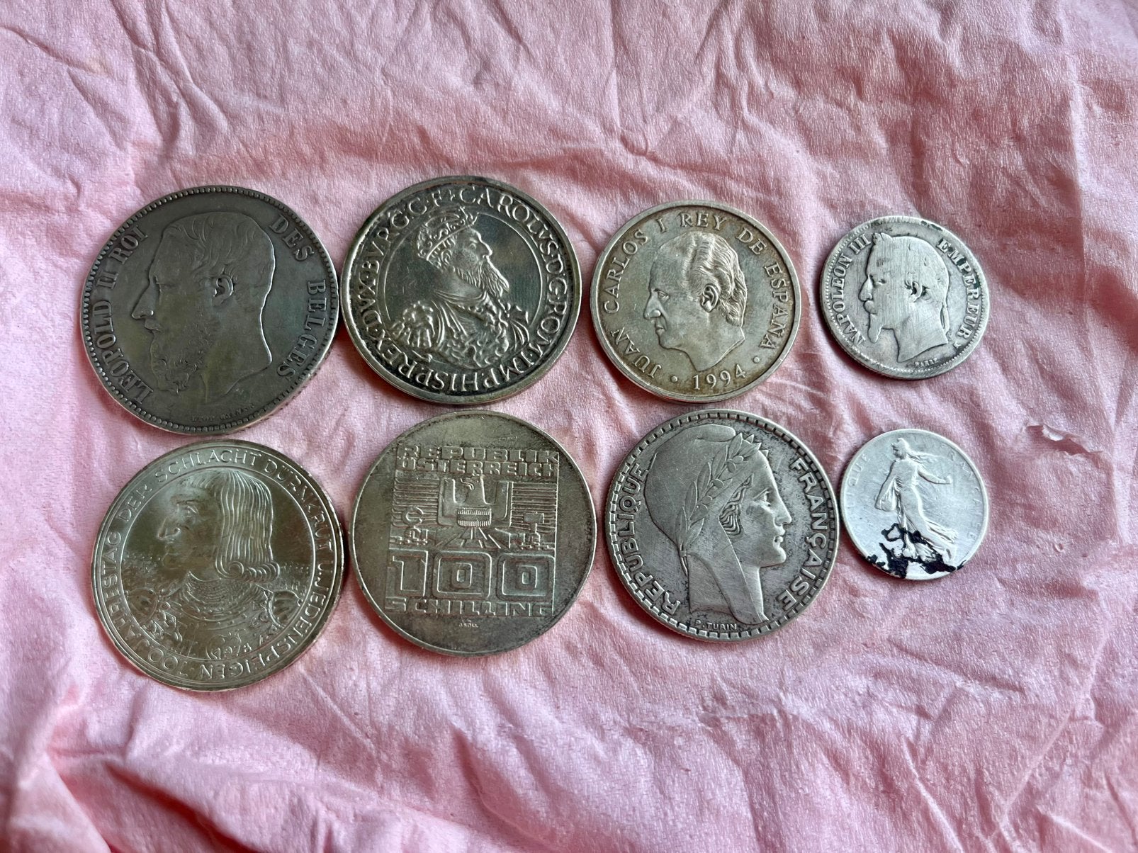 Lot 150 gram aan zilveren munten uit diverse landen, Enlèvement ou Envoi, Autres pays, Série, Argent