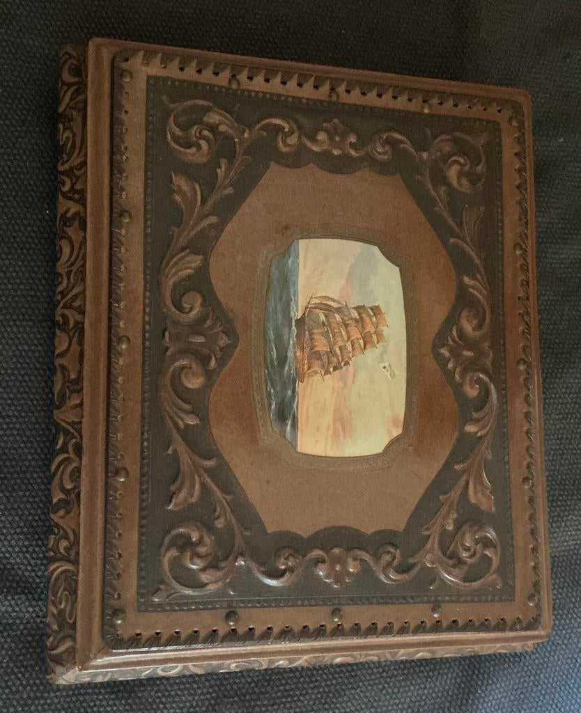 Leder vintage juwelen kist, Antiek en Kunst, Ophalen